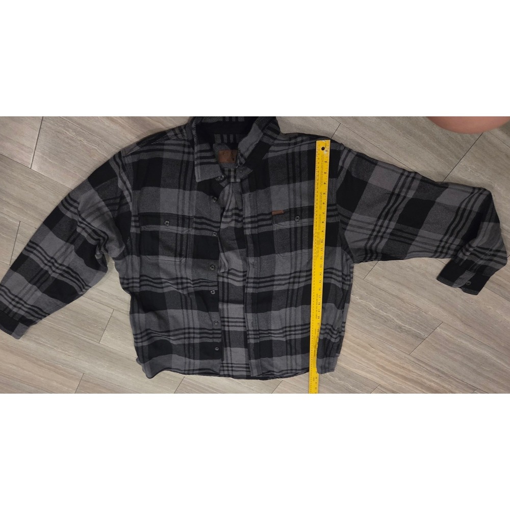 Orvis Mens XXL Flannel Shirt Grey Black Plaid Button Down Long Sleeve Pocket